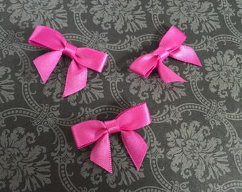 48 Mini FUCHSIA PINK Satin Bows - Pre-made ready for crafting