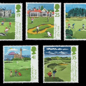 Scottish Golf Courses set of five mint stamps issued by Royal Mail in 1994. Ideal for golfers,stamp collectors or for craft work.