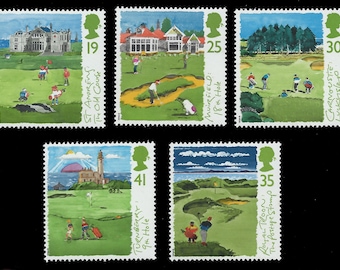 Schottischen Golfplätze set aus fünf Mint-Briefmarken von Royal Mail im Jahr 1994. Ideal für Golfer, Briefmarkensammler oder handwerkliche Arbeit.