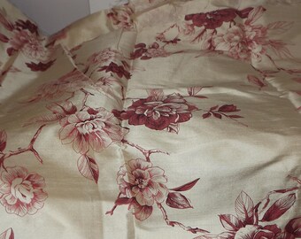 Sale hand printed red toile silk Bedale toile fabric James Brindley