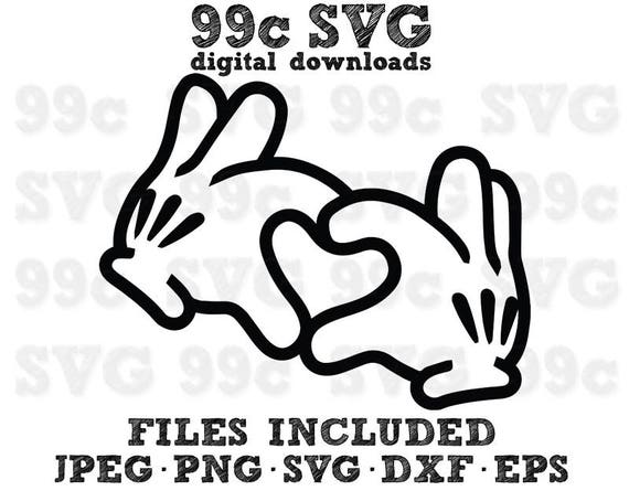 Download Mickey Heart Hands SVG DXF Png Vector Cut File Cricut Design