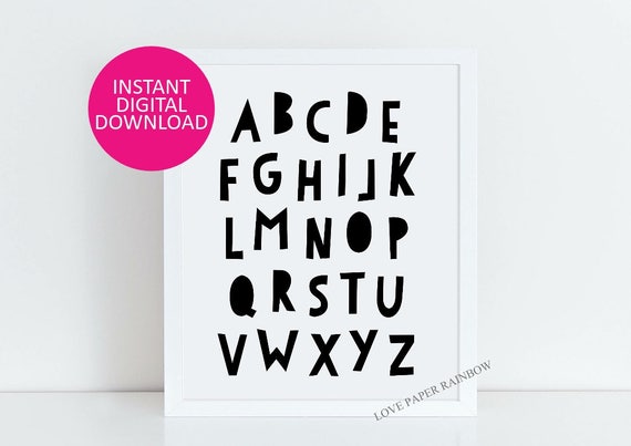 Alphabet Poster, Abc Poster, Abc nursery print, Scandinavian print, nursery decor, nursery art, kids poster, instant download