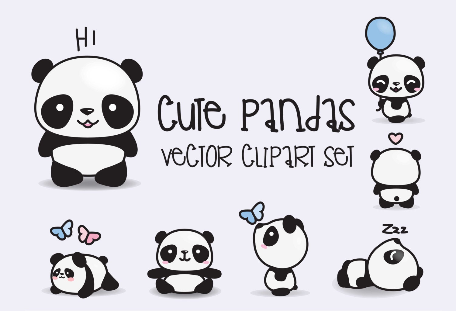 Download Premium Vector Clipart Kawaii Pandas Cute Pandas Clipart