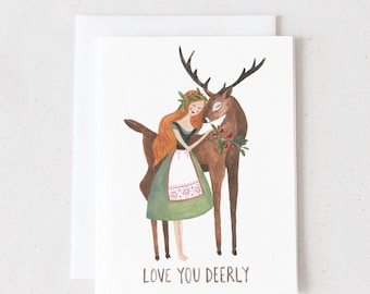 Love You Deerly Poster Woodland Animals Deer Head Print