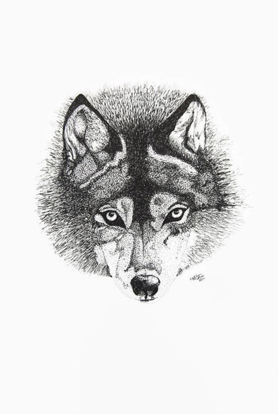 Wolf Print Wolf Art Wolf Ink Drawing Wolf Drawing Wolf