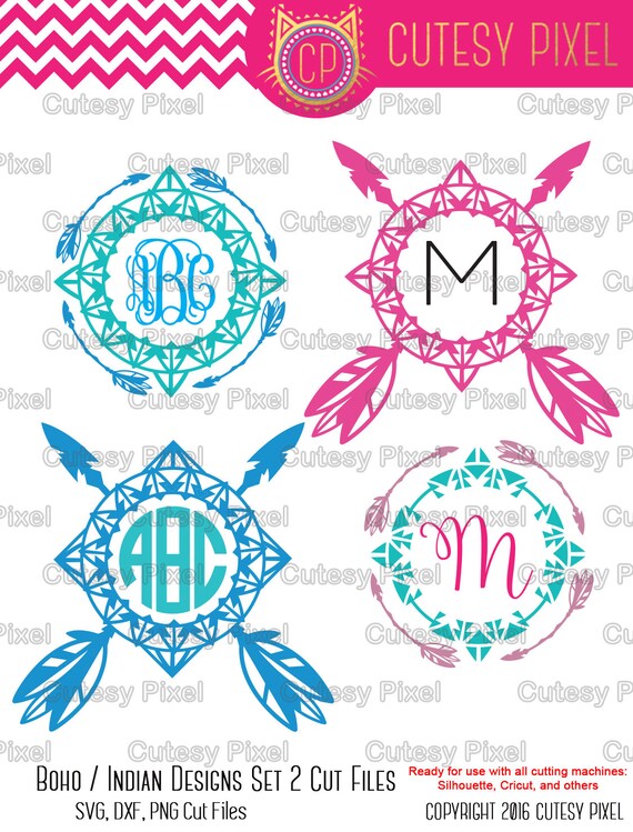 Download Boho/ Indian Arrow Monogram frames Svg cutting file arrow