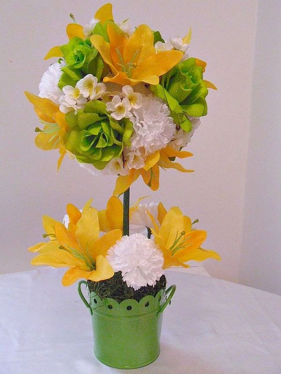 Topiary Silk Flower Arrangement Artificial Flower Centerpiece