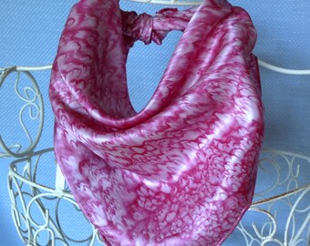 Pink Square scarf, hand painted, sangria scarf, pink silk scarf, hand painted scarf, , raspberry pink, marble pattern, S134