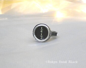 Typewriter Key Vintage Fractions Ring