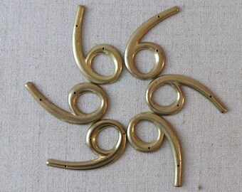 Vintage Solid Brass House Number 6 or 9, Vintage Metal Number Six or Nine