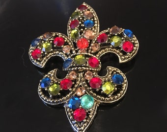 vintage fluer de leis rhinestone Weiss brooch