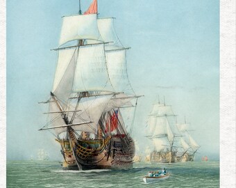 Vintage Ship HMS Victory, Fabric | Sewing | Craft | Printed Fabric Panels