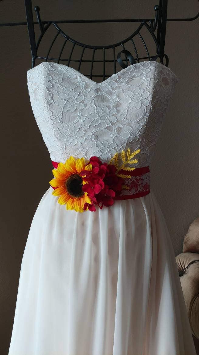 Flower girl sash/ sunflower sash/ flower girl belt / wedding
