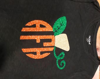 Monogram Glitter long sleeve pumpkin shirt