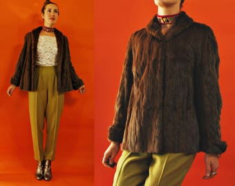 1940s / 1950s Brown Short Mink Fur Jacket / Coat