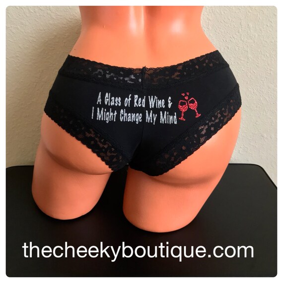 A glass of red wine and I might change my mind - Victoria's Secret Black Cheeky Panty * FAST SHIPPING *