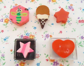 Five Cute 80s Erasers.