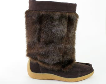 Women's Outdoor Faux Fur Mukluks Winter Boots Size 7
