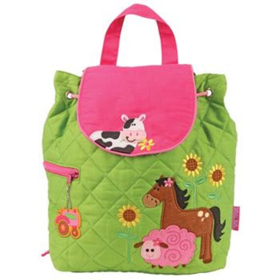 FREE PERSONALIZATION, Children's Backpack, Custom Embroidery, Monogram, Stephen Joseph, Personalized Girl Farm Backpack. FREE Monogram
