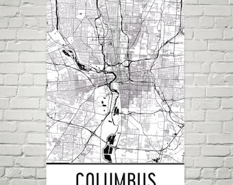 Columbus Ohio Map Art Print, Columbus Map Art Poster, Columbus Wall Art, Map of Columbus OH, Print, OSU Gift, Birthday, Decor, Modern, Art