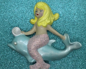 ReVamped Vintage Mermaid & Dolphin Wall Hanging