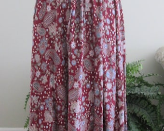 1970's Paisley India Print Skirt/Boho/Hippie/Gypsy Skirt/Drawstring Waist S/M/L #17071