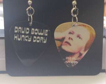 Guitar pic earrings for Bowie fans. Hunky Dory.
