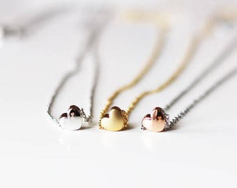 Chubby heart necklace, heart charm necklace, tiny heart necklace, heart necklace, heart jewelry