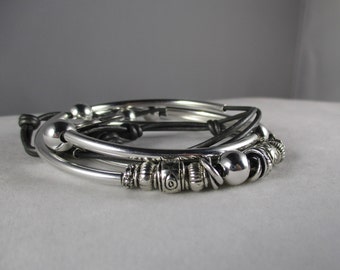 adjustable leather triple wrap bracelet for women beaded leather Boho wrap bracelet leather cord triple wrap bracelet beaded bracelet