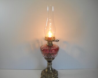 Cranberry Glass Hurricane Light Electric Light