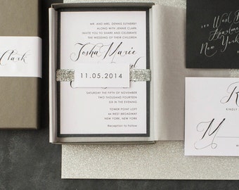 black and white wedding stationery
