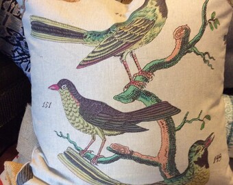 Birds pillow with insert ready to ship ooak