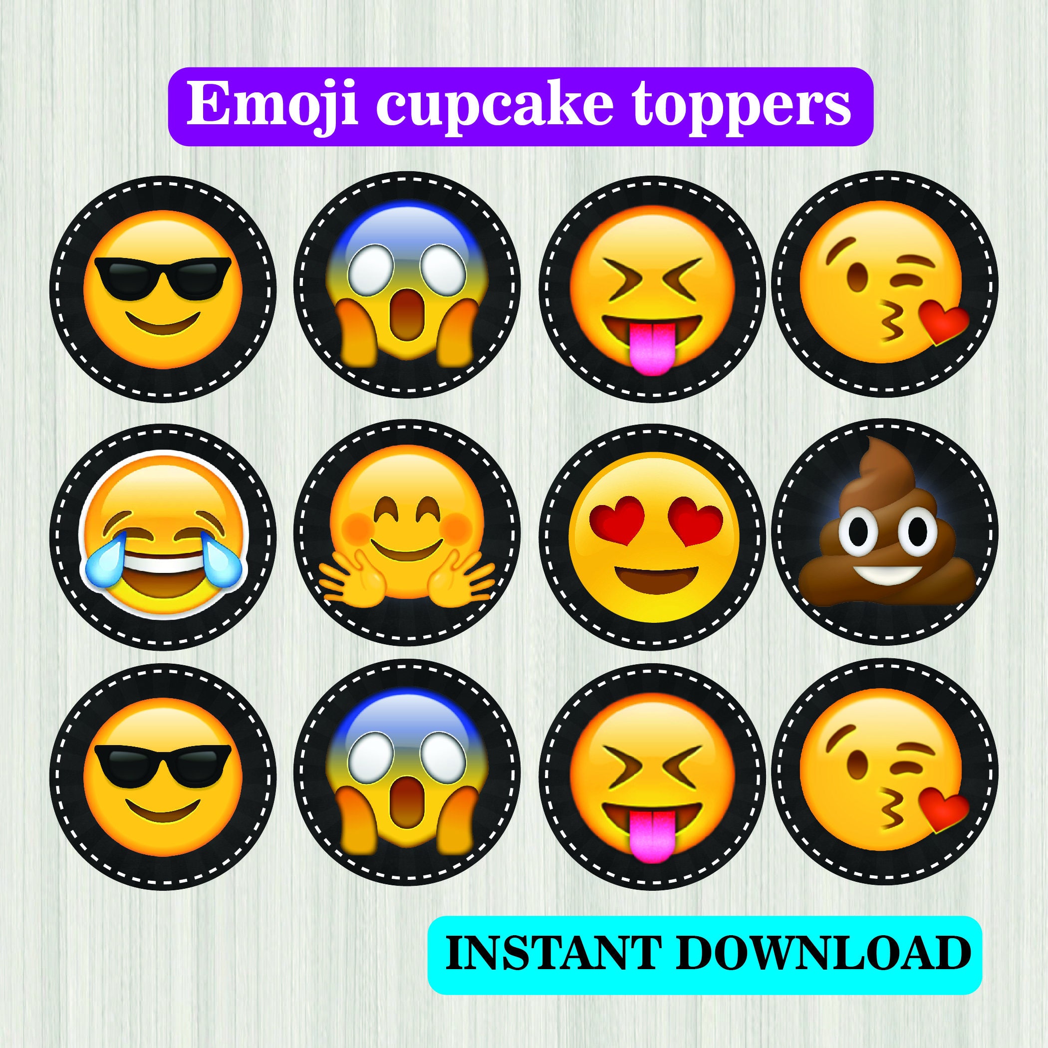 Emoji cupcake toppers emoji cake topper Emoji Printable