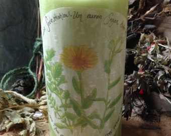 Healing Blessing Herbal Candle/Herbal Magic/Candle magic/candlemagic/Healing/marigold/Melissa/Yarrow