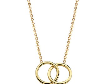 Two Rings 14K Solid Gold Necklace, Interlocking Rings Necklace, Eternity Necklace, Infinity Necklace, Double Eternity Circle Necklace