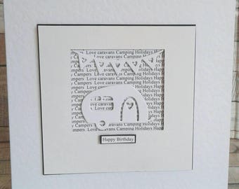 CARAVAN BIRTHDAY CARD - caravan themed birthday card - camping card - Handmade card