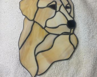 Stained glass retriever suncatcher