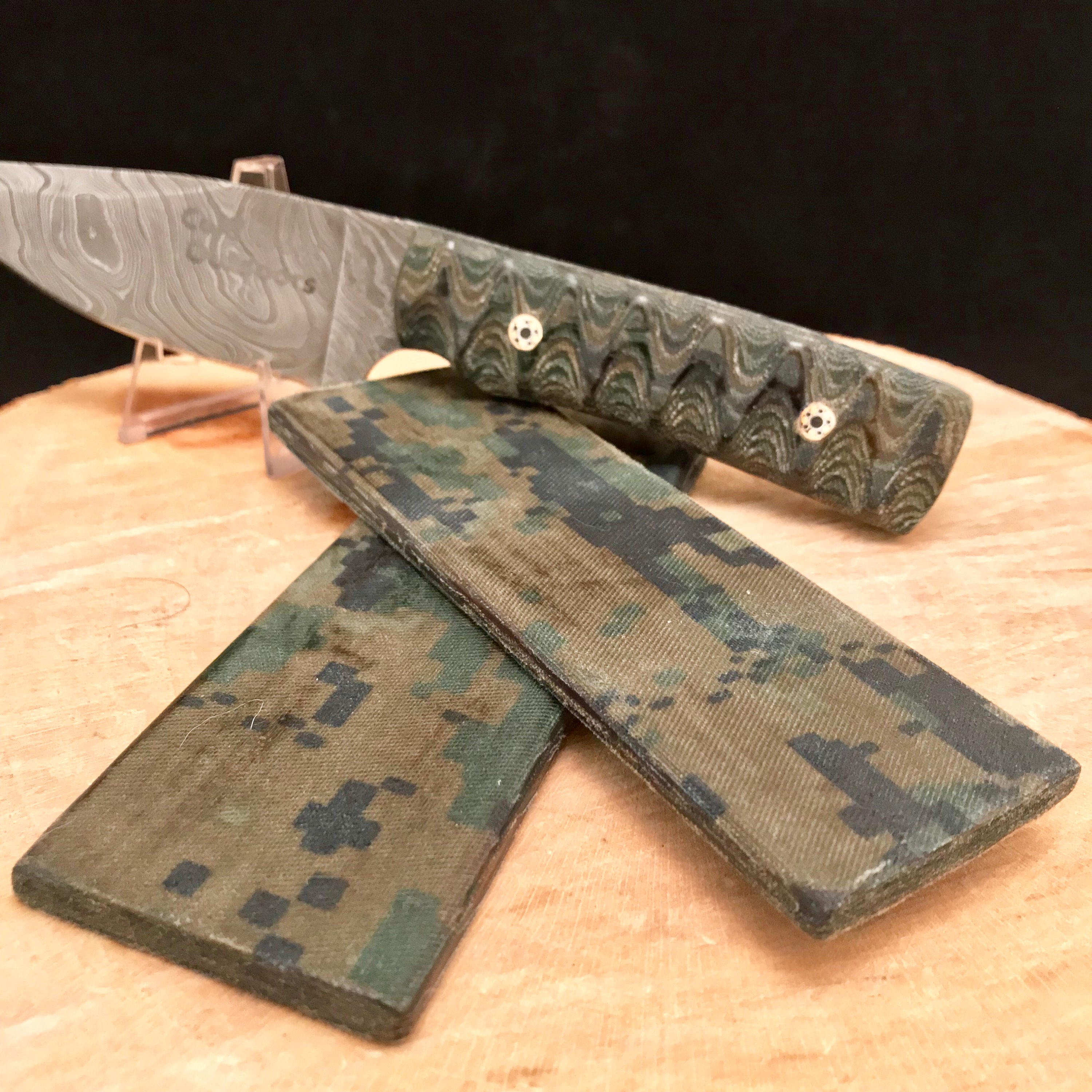 USMC MARPAT Woodland Camo Fabric Micarta Knife Scales 5 1/2"x 2" x 1/4