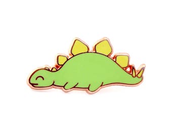 Sleepy Stegosaurus Enamel Pin (dinosaur pin hard enamel pin lapel pin badge dino enamel jewelry cute jewelry cloisonne backpack pin brooch)