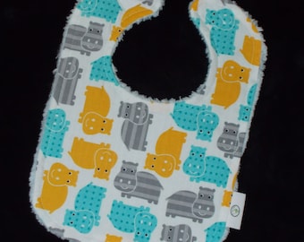 Hippos and Chenille Bib
