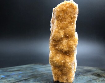Raw Citrine Druzy Geode Cluster Cut Base Specimen