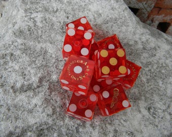 Set of 10 Grand Casino Coushatta Dealer's Dice ~ Casino Dice Supply ~ DIY Red Casino Dice ~ Grand Casino Coushatta Kinder, Louisiana