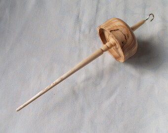 Unique drop spindle, top whorl spindle, spinning tool. Begginer spindle, handmade wooden spindle, fancy rare wood spindle, spalted elm wood