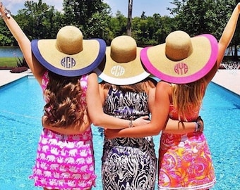 Custom Monogram Floppy Hat - Floppy Sun Hat - Beach Gear - Vacation Gifts - Womens Hat
