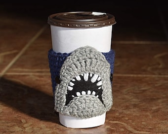 Shark Cup Cozy, Coffee Cozy, Cup Sleeve, Shark Lover Gift, Beverage Cozy, Drink Cozy, Animal Cup Cozy, Crochet, Coffee Sleeve
