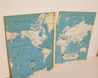 Vintage map end papers encyclopedia book pages paper art supplies scrap ephemera 1x