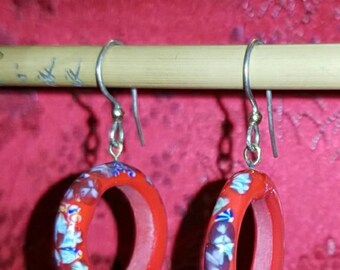 Vintage Japanese millifiori glass earrings