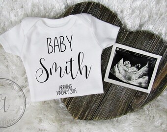 Personalized Last Name Baby Announcement Onesie® / Pregnancy Announcement / Onesie® / Pregnancy Reveal / Baby Announcement / Baby Shower