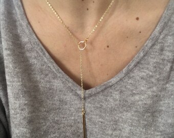 Gold bar and Hexagon necklace