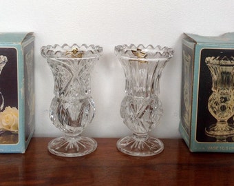 Lead Crystal Vases. A Pair of Kristal Vases in Original Packaging. 1970's.